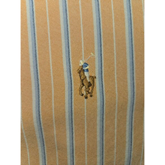 Ralph Lauren Mens Classic Fit Orange Striped Button-Down Shirt XL - Picture 7 of 8